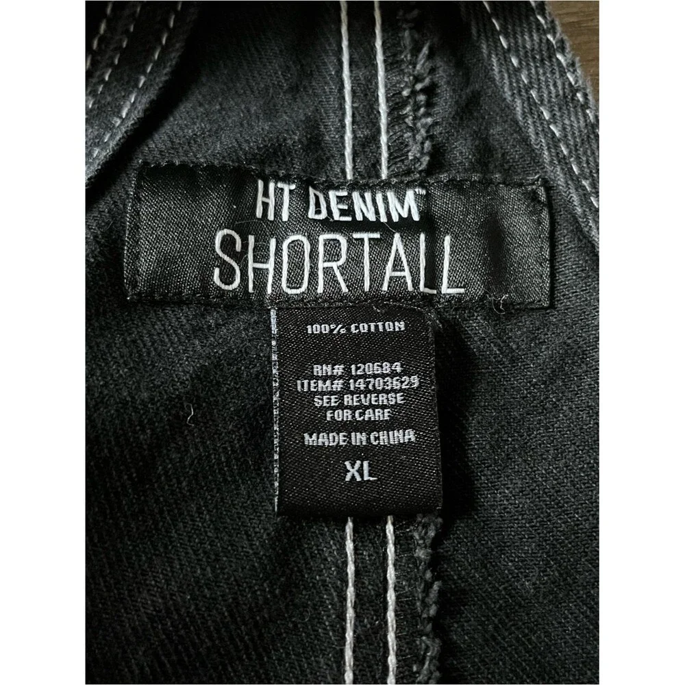 Hot Top HT Denim Black Contrast Stitch & Hardware Shortalls Overalls Size XL